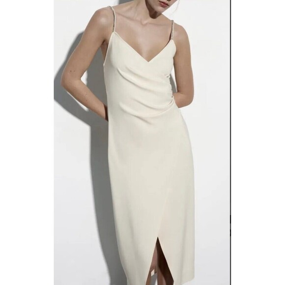 NWT Zara Sparkly Rhinestone Strap Slip Dress M - Picture 5 of 11